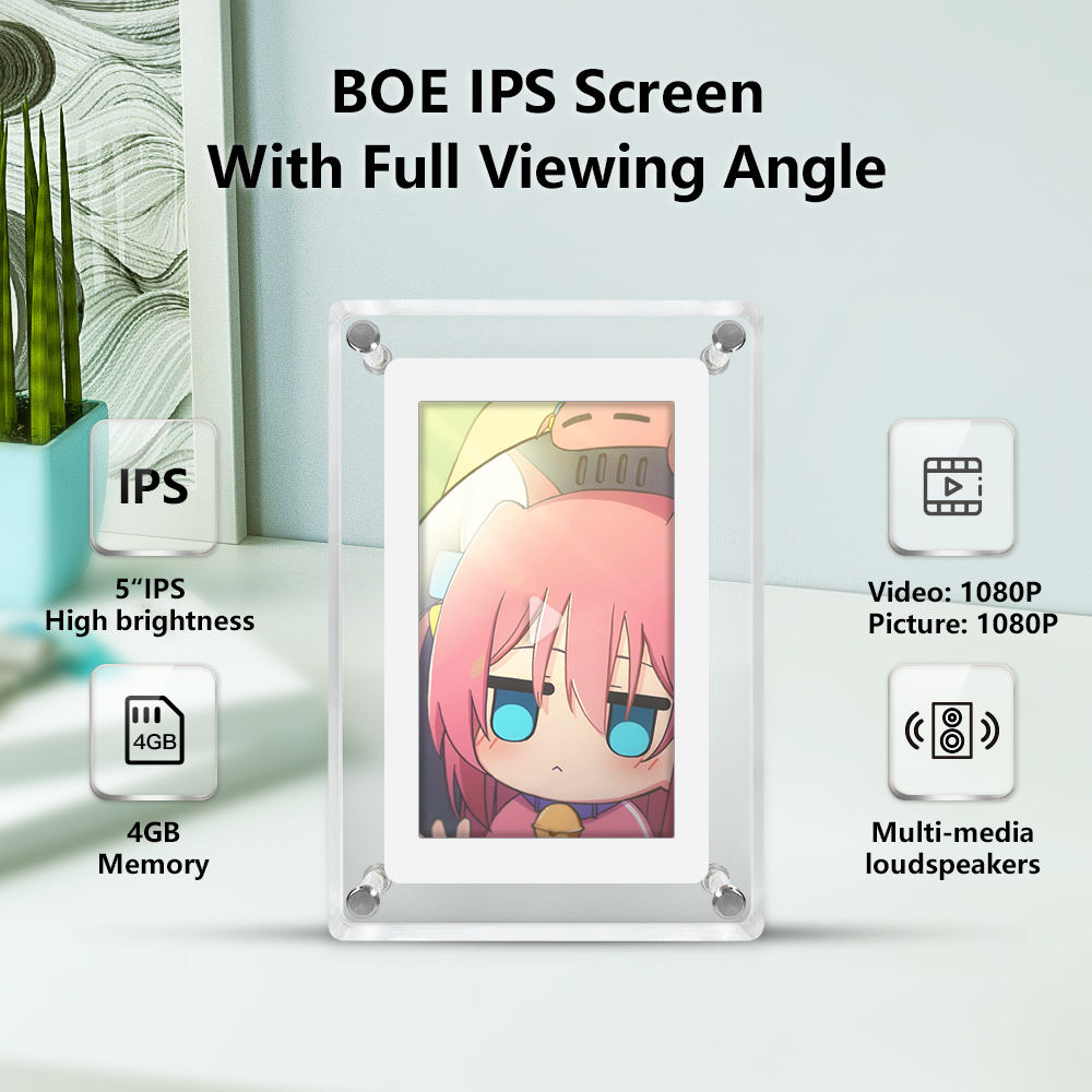 5 inch 4GB IPS Acrylic Screen digital photo frame digital picture frame with tft lcd